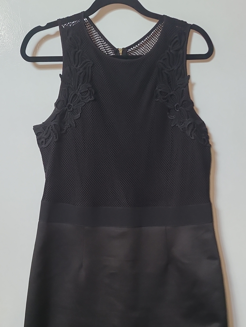 Black Midi Dress with Floral Applique